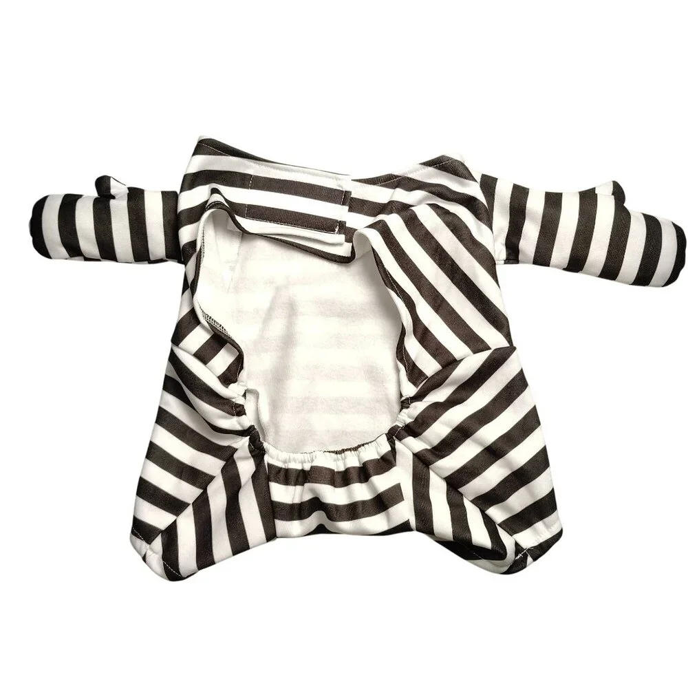 Woof Bad Dog Striped Jailbird Costume XL Fun Halloween Pet Outfit